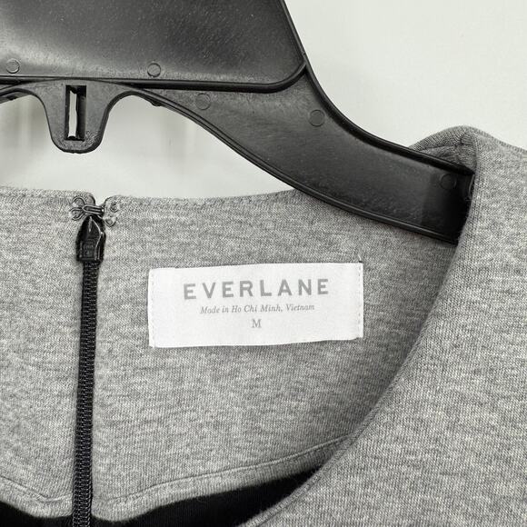 EVERLANE Thick Scuba Knit Relaxed Fit Tunic Dress Medium Grey 3/4 Sleeve NWOT - Picture 6 of 8